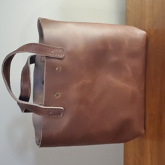 Portland Leather mini crossbody classic tote 🦄 English tan? NWOT - Picture 2 of 6